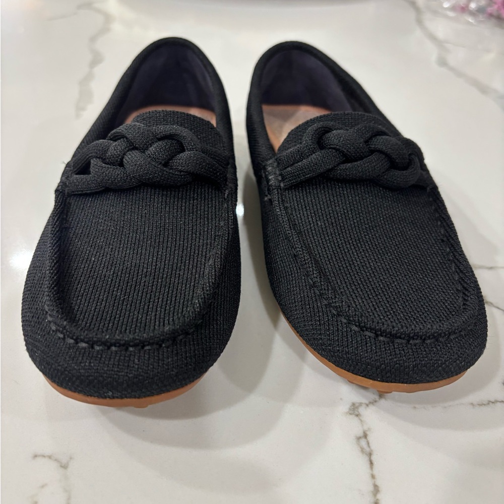 Women’s Rothy’s Black The Braid Driver Loafers, size 8.